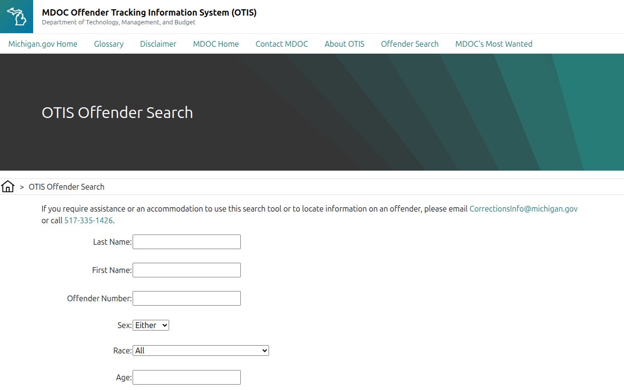 Ottawa County post-release supervision OTIS search form